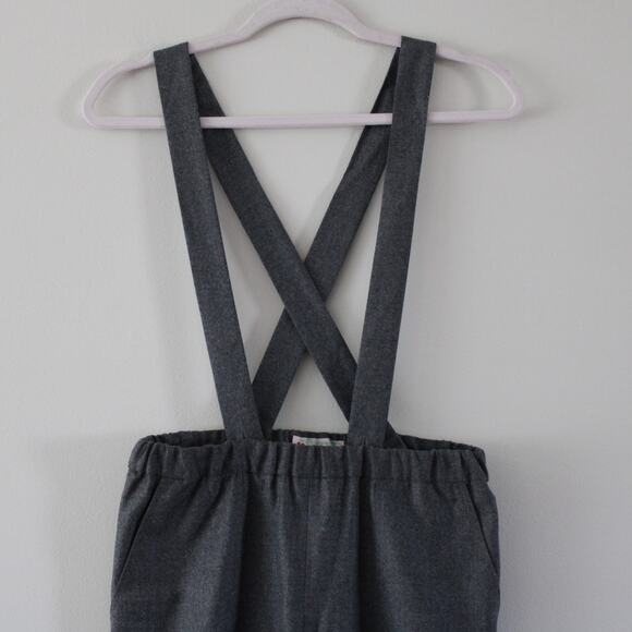 NWT Bonpoint Joba Virgin Wool Suspender Style Trouser Pants Gray Chine 14 Girls - Picture 2 of 8
